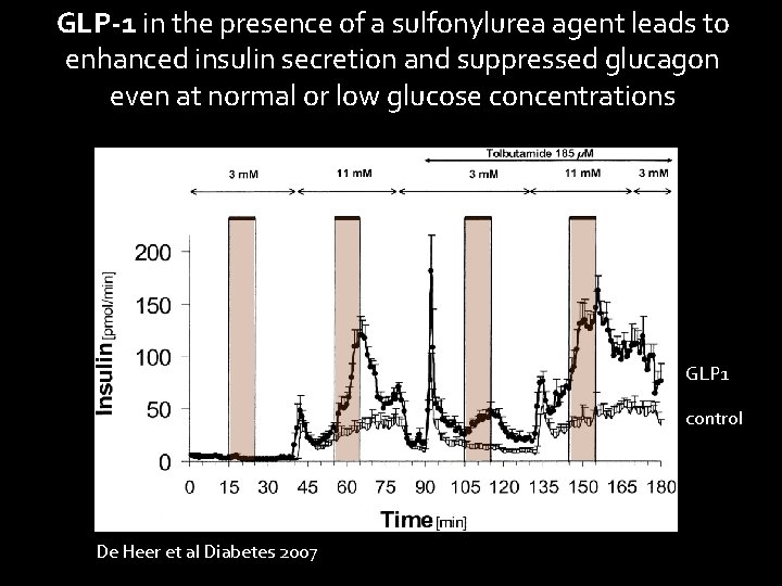 GLP-1 in the presence of a sulfonylurea agent leads to enhanced insulin secretion and