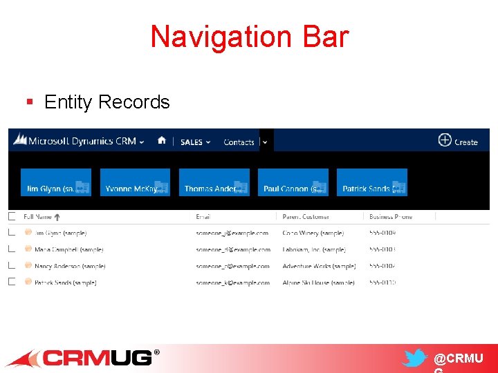 Navigation Bar § Entity Records @CRMU 