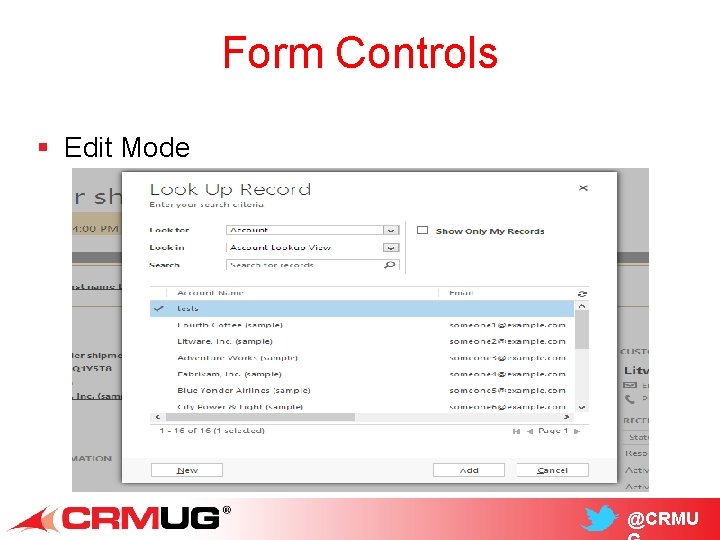 Form Controls § Edit Mode @CRMU 