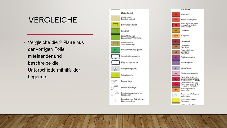 VERGLEICHE • Vergleiche die 2 Pläne aus der vorrigen Folie miteinander und beschreibe die