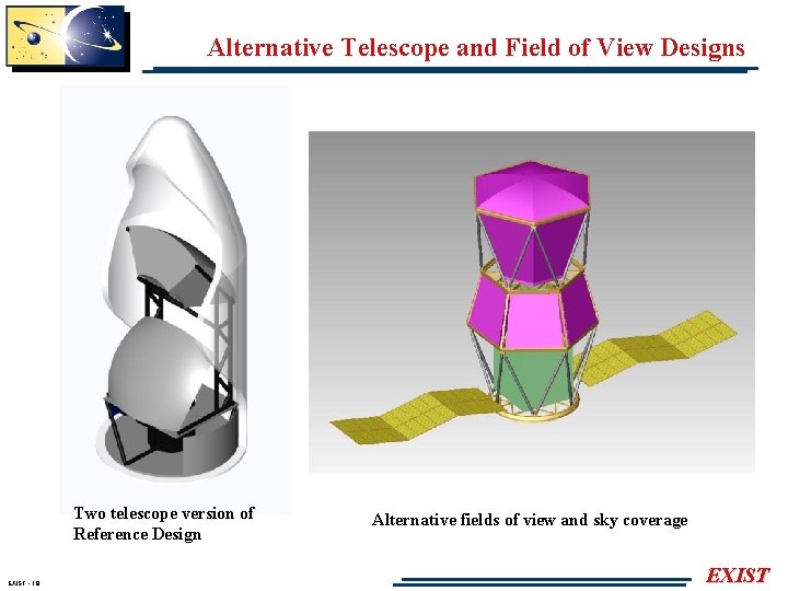 Alternative Telescope and Field of View Designs Two telescope version of Reference Design EXIST