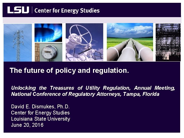 The future of policy and regulation. Unlocking the Treasures of Utility Regulation, Annual Meeting,