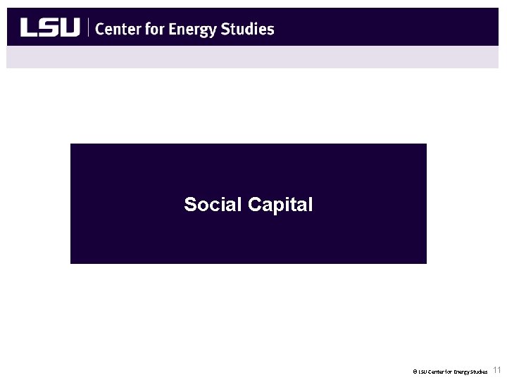 New Natural Gas End Uses & Fuel Diversity Concerns Social Capital © LSU Center