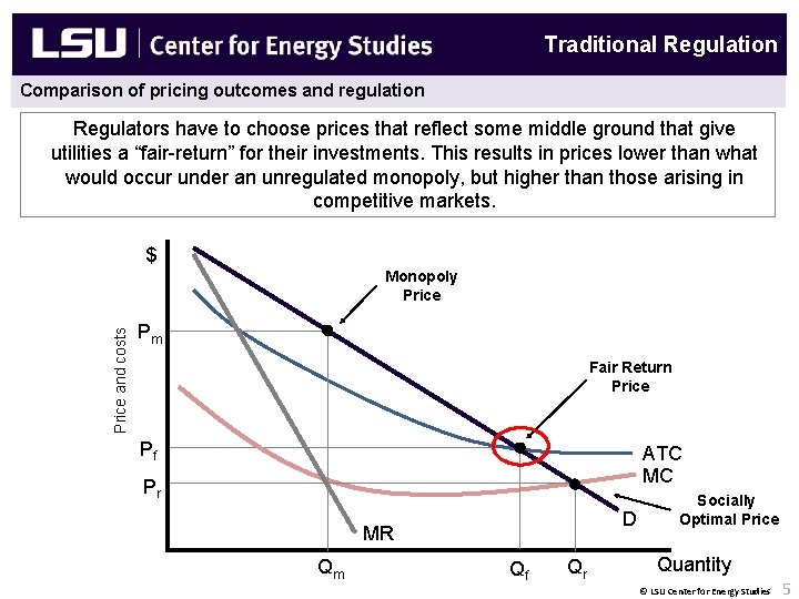 Traditional Regulation Center for Energy Studies Comparison of pricing outcomes and regulation Regulators have