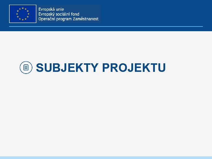 SUBJEKTY PROJEKTU 