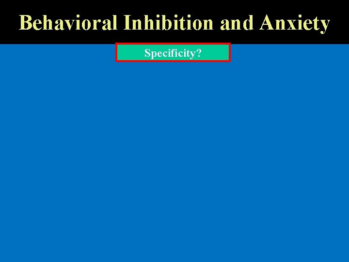 Behavioral Inhibition and Anxiety Specificity? 