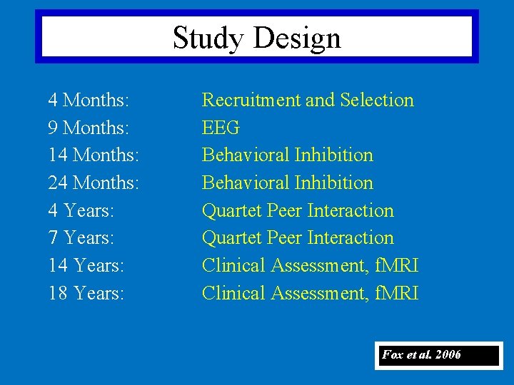 Study Design 4 Months: 9 Months: 14 Months: 24 Months: 4 Years: 7 Years: