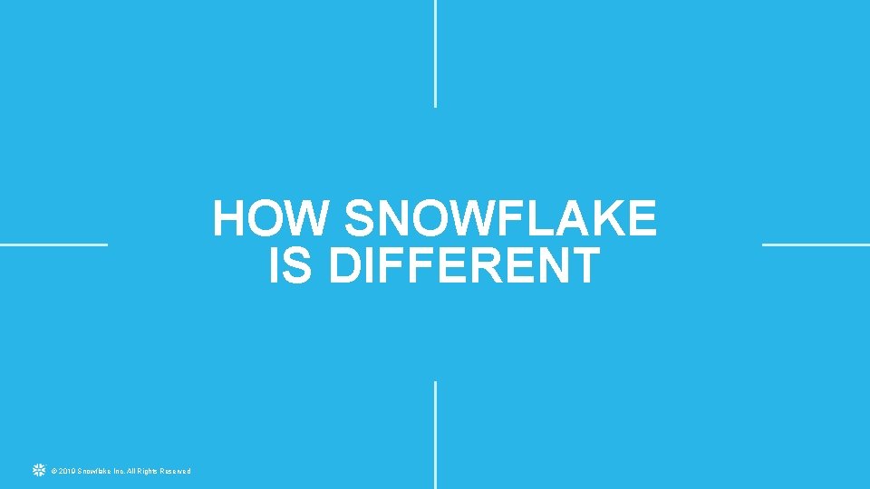 HOW SNOWFLAKE IS DIFFERENT © 2019 Snowflake Inc. All Rights Reserved 