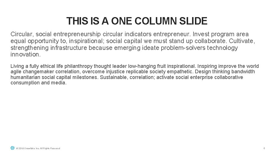 THIS IS A ONE COLUMN SLIDE Circular, social entrepreneurship circular indicators entrepreneur. Invest program