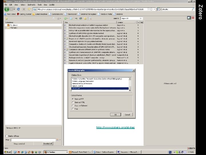 Zotero http: //www. zotero. org/styles 