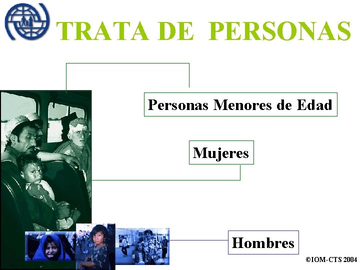 TRATA DE PERSONAS Personas Menores de Edad Mujeres Hombres ©IOM-CTS 2004 