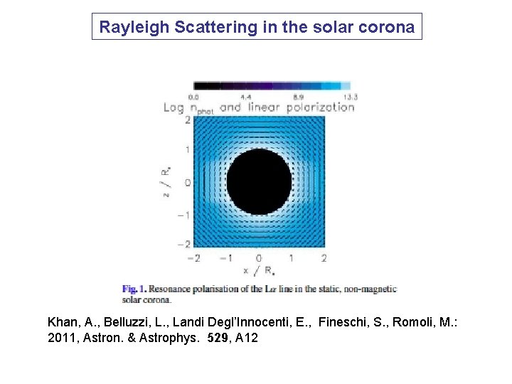 Rayleigh Scattering in the solar corona Khan, A. , Belluzzi, L. , Landi Degl’Innocenti,