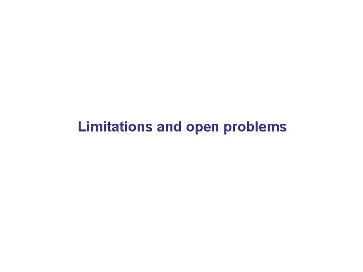 Limitations and open problems 