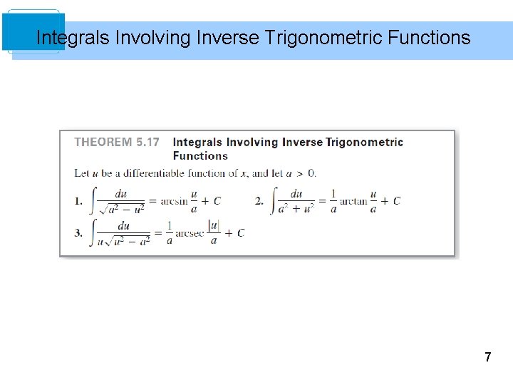 Integrals Involving Inverse Trigonometric Functions 7 