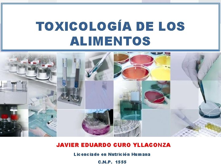 TOXICOLOGÍA DE LOS ALIMENTOS JAVIER EDUARDO CURO YLLACONZA Licenciado en Nutrición Humana C. N.