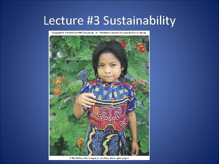 Lecture #3 Sustainability 