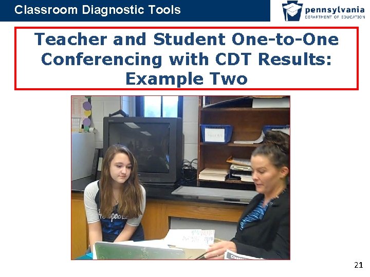 Classroom Diagnostic Tools Teacher and Student One-to-One Conferencing with CDT Results: Example Two 21