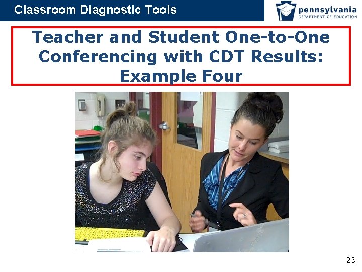 Classroom Diagnostic Tools Teacher and Student One-to-One Conferencing with CDT Results: Example Four 23