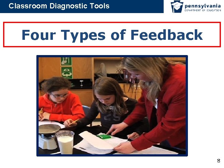 Classroom Diagnostic Tools Four Types of Feedback 8 