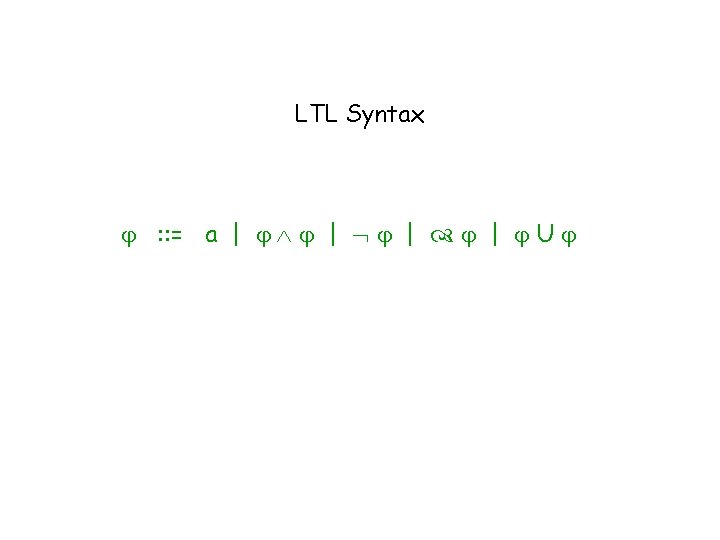 LTL Syntax : : = a | | | | U 