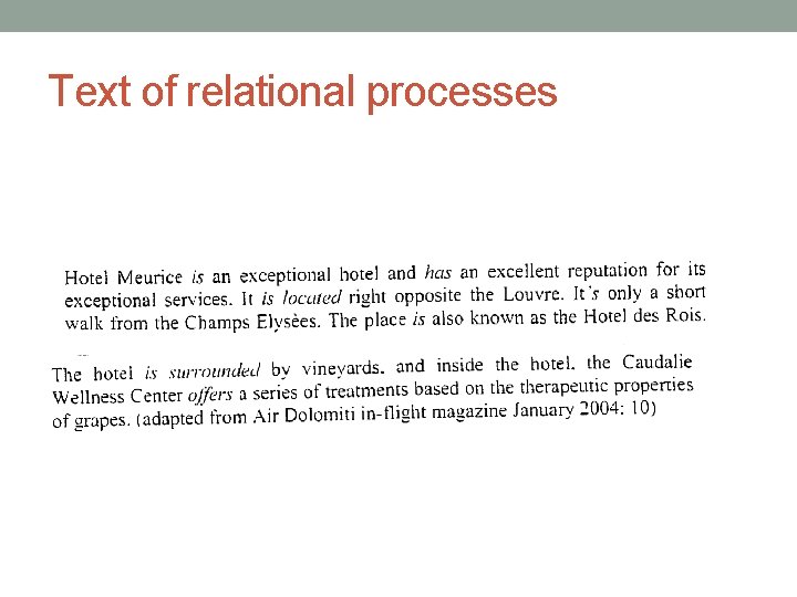 Text of relational processes 