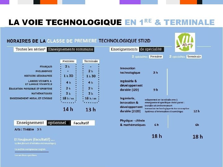 LA VOIE TECHNOLOGIQUE EN 1 RE & TERMINALE 14 