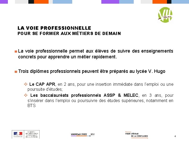 LA VOIE PROFESSIONNELLE POUR SE FORMER AUX MÉTIERS DE DEMAIN ■ La voie professionnelle
