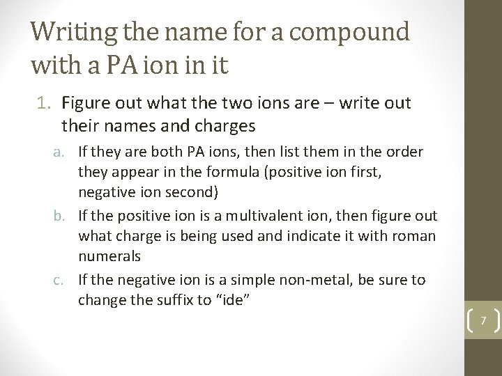 Writing the name for a compound with a PA ion in it 1. Figure