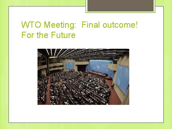 WTO Meeting: Final outcome! For the Future 