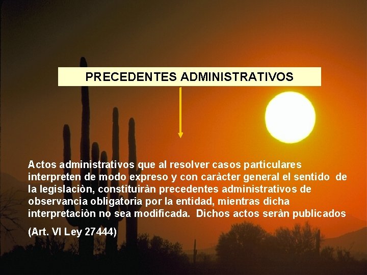 PRECEDENTES ADMINISTRATIVOS Actos administrativos que al resolver casos particulares interpreten de modo expreso y