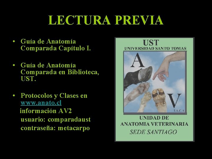 LECTURA PREVIA • Guía de Anatomía Comparada Capítulo I. • Guía de Anatomía Comparada