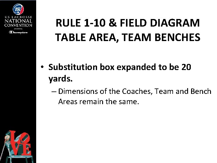 RULE 1 -10 & FIELD DIAGRAM TABLE AREA, TEAM BENCHES • Substitution box expanded