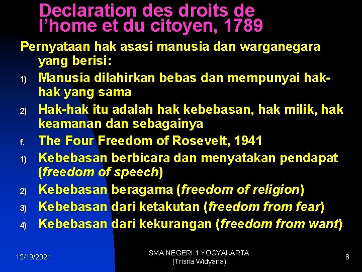 Declaration des droits de l’home et du citoyen, 1789 Pernyataan hak asasi manusia dan
