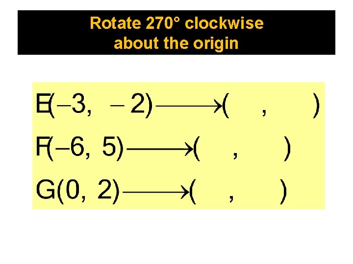 Rotate 270° clockwise about the origin 