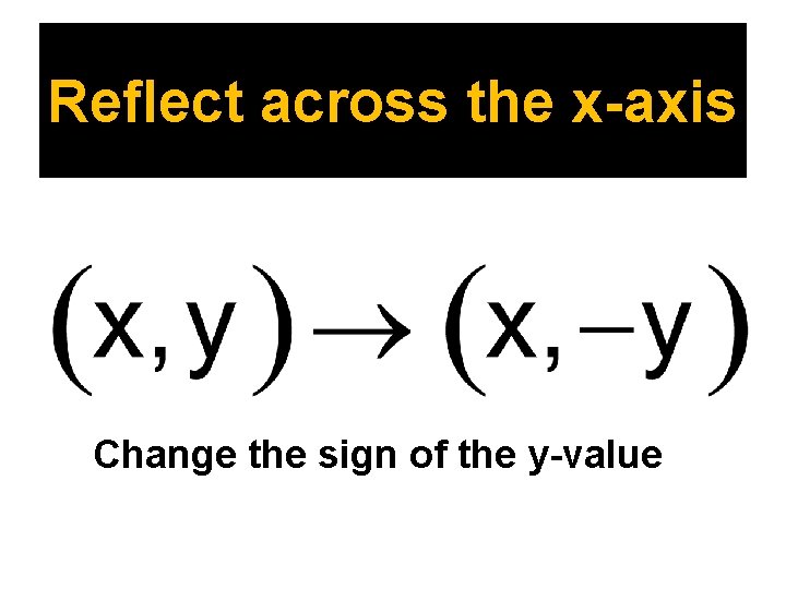 Reflect across the x-axis Change the sign of the y-value 