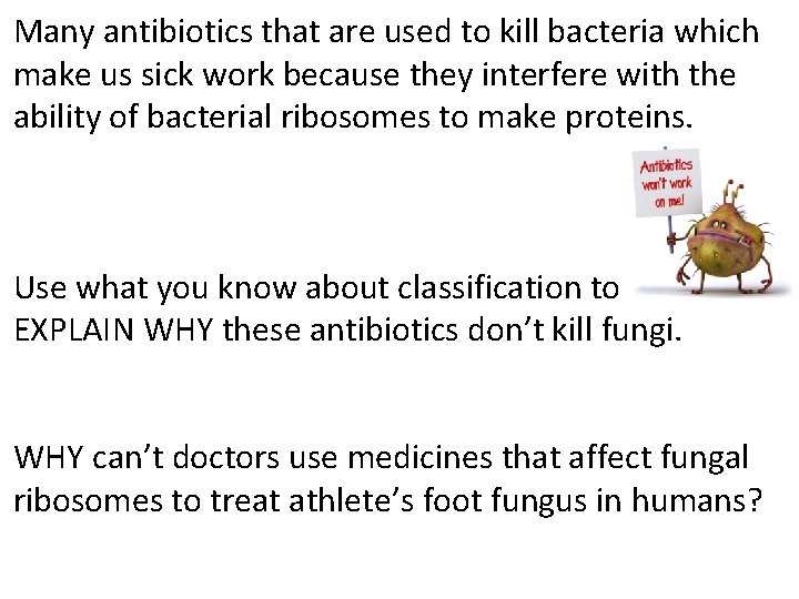 Many antibiotics that are used to kill bacteria which make us sick work because