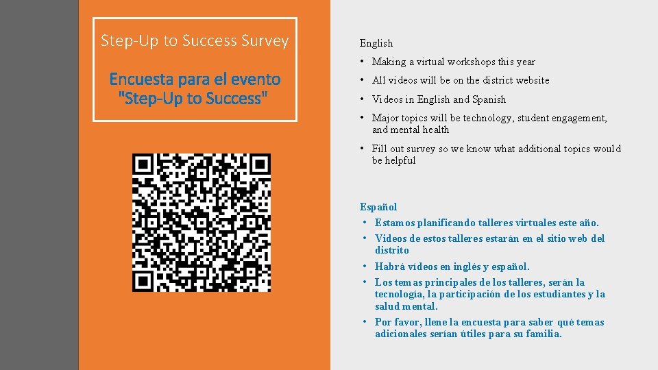 Step-Up to Success Survey Encuesta para el evento "Step-Up to Success" English • Making