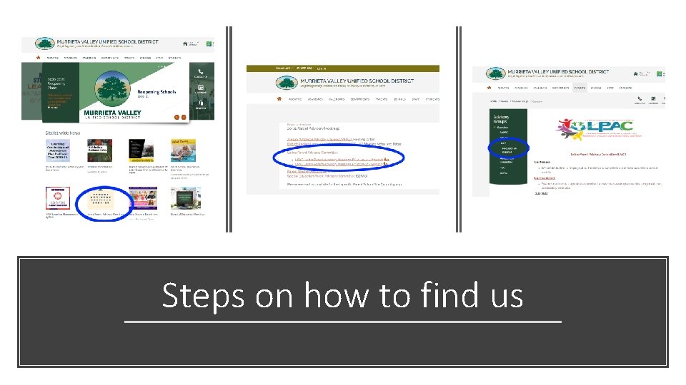 Steps on how to find us 