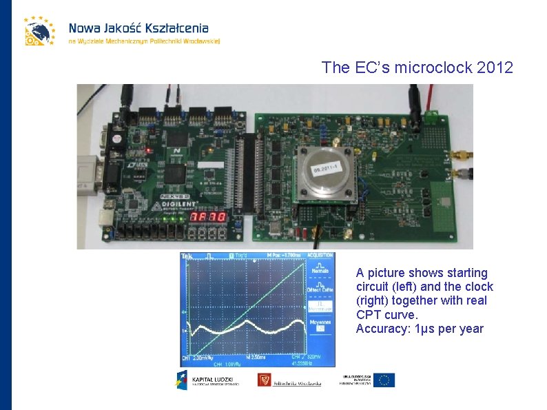 The EC’s microclock 2012 A picture shows starting circuit (left) and the clock (right)