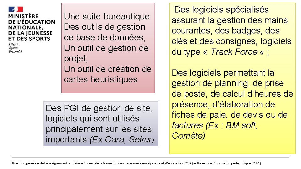 Une suite bureautique Des outils de gestion de base de données, Un outil de