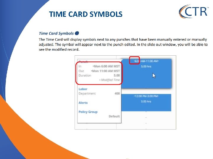 TIME CARD SYMBOLS 