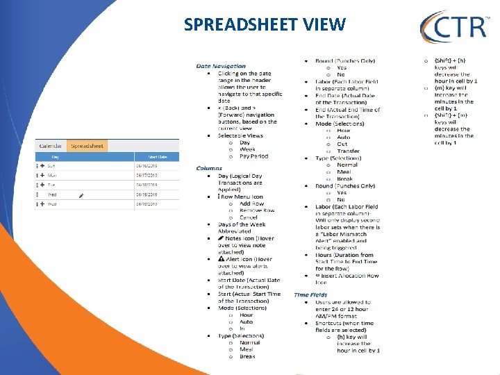 SPREADSHEET VIEW 