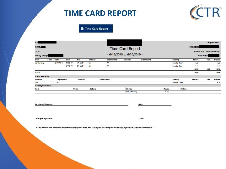 TIME CARD REPORT 