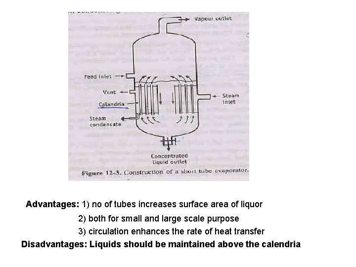 Advantages: 1) no of tubes increases surface area of liquor 2) both for small
