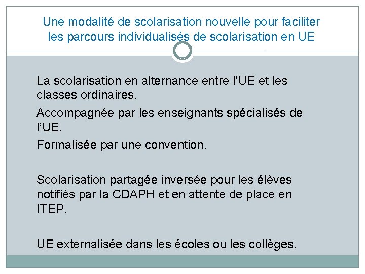 Une modalité de scolarisation nouvelle pour faciliter les parcours individualisés de scolarisation en UE