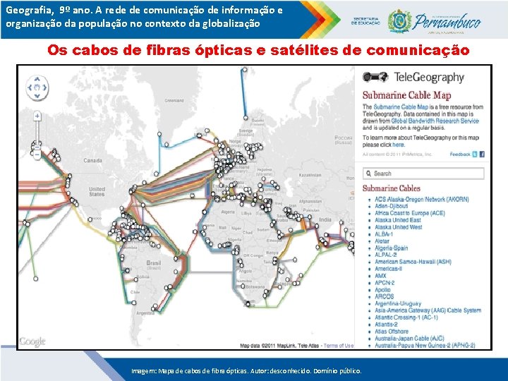 Geografia, 9º ano. A rede de comunicação de informação e organização da população no