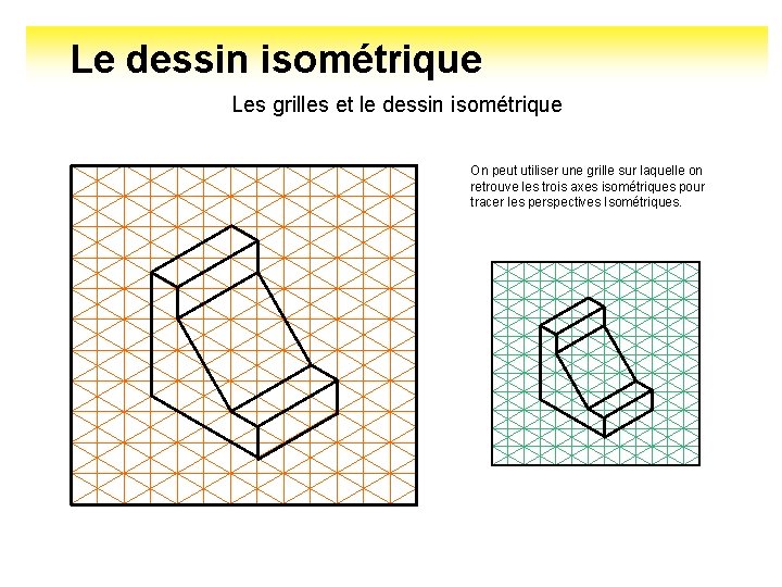 Le dessin isométrique Les grilles et le dessin isométrique On peut utiliser une grille
