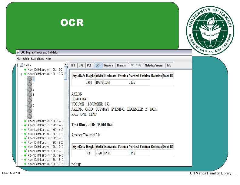 OCR PIALA 2010 UH Manoa Hamilton Library 