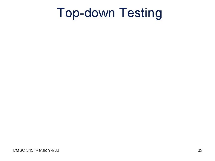 Top-down Testing CMSC 345, Version 4/03 25 
