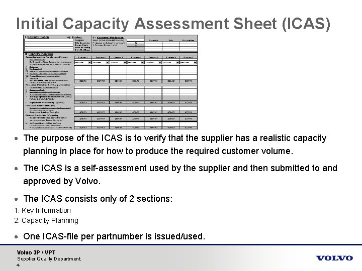 Initial Capacity Assessment Sheet (ICAS) · The purpose of the ICAS is to verify